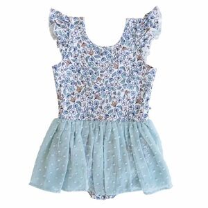 Caden Lane Girls Leotard Blue Ballerina Blossoms 3T